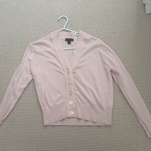 J. Crew Light Pink V-Neck Buttoned Cropped Cardigan